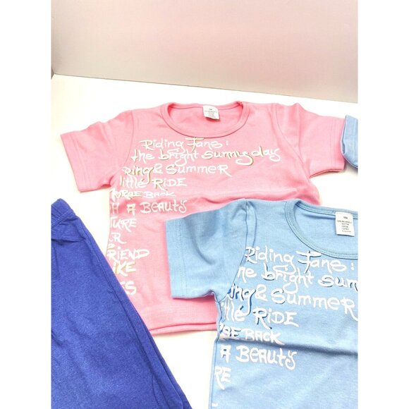 New Girls Size 4T Clothes Lot 3 Summer T-Shirts Blue Pink & 1 Pair of Pants - Picture 4 of 12